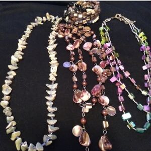 Set of 3 beaded necklaces and a bracelet